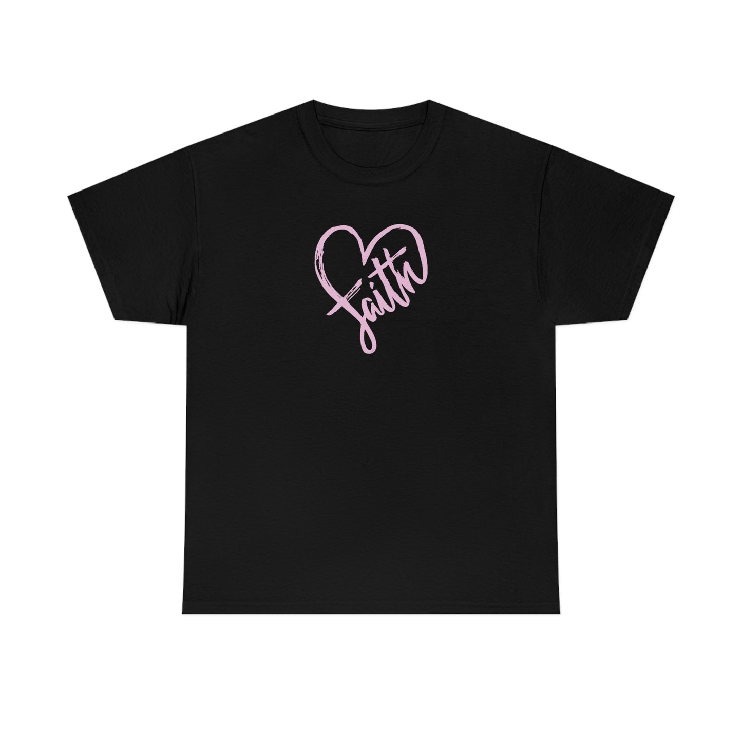 "Pink Faith Heart" Unisex Heavy Cotton Tee
