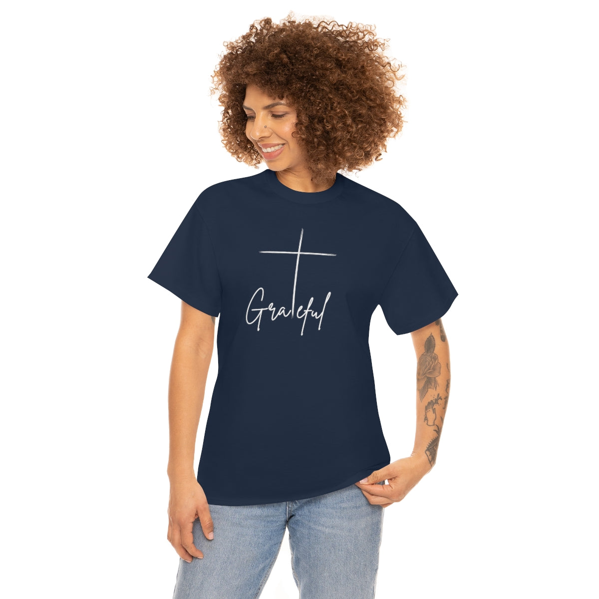 "Grateful Cross" Unisex Heavy Cotton Tee