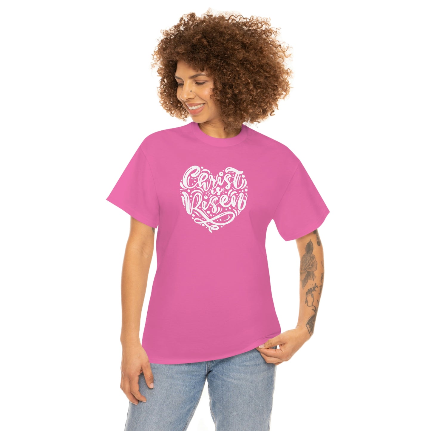"Christ is Risen Heart" Unisex Heavy Cotton Tee