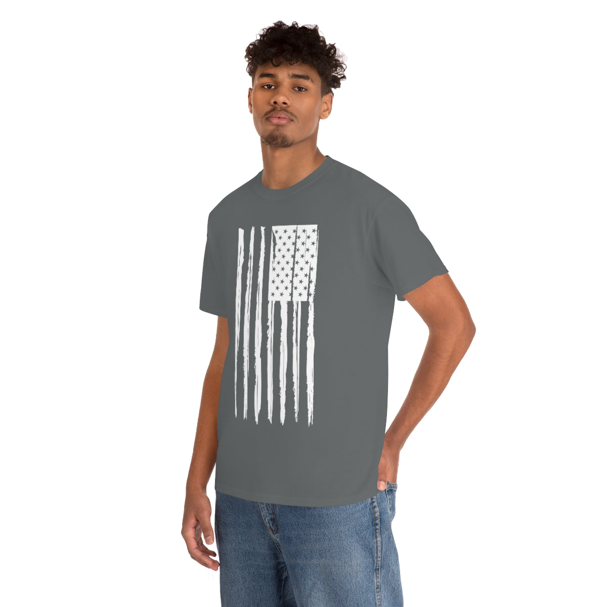"White Vertical Flag" Unisex Heavy Cotton Tee
