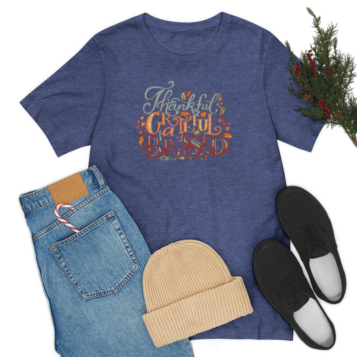 Thankful Grateful Blessed Unisex Jersey Short Sleeve Tee