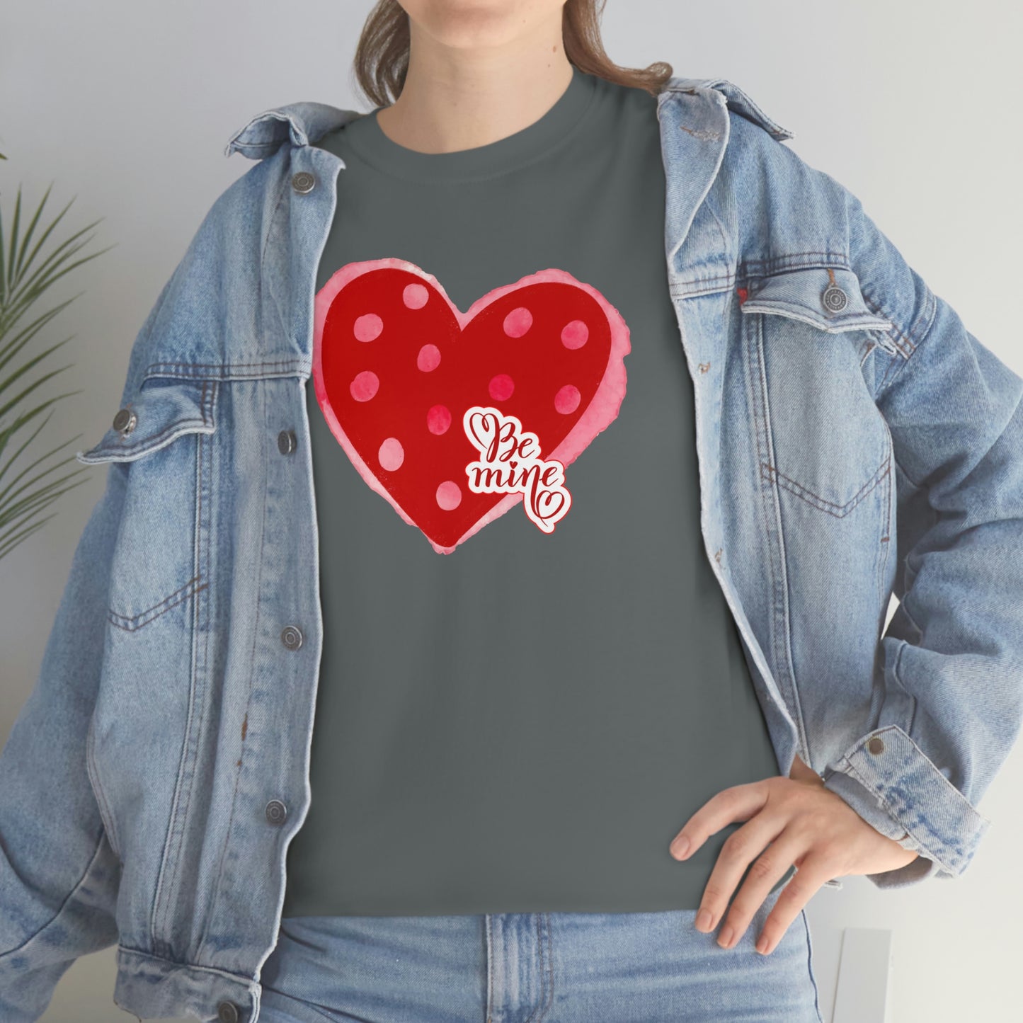 "Be Mine" Polka Dot Heart" Unisex Heavy Cotton Tee