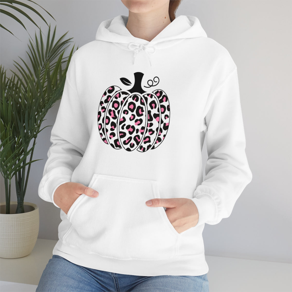 "Pink Leopard Pumpkin" Unisex Heavy Blend™ Hooded Sweatshirt