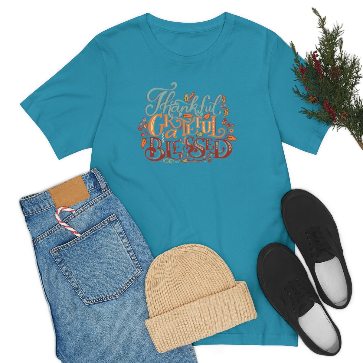 Thankful Grateful Blessed Unisex Jersey Short Sleeve Tee