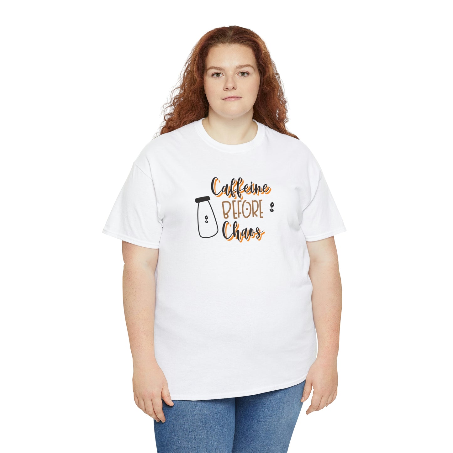 "Caffeine before Chaos" Unisex Heavy Cotton Tee