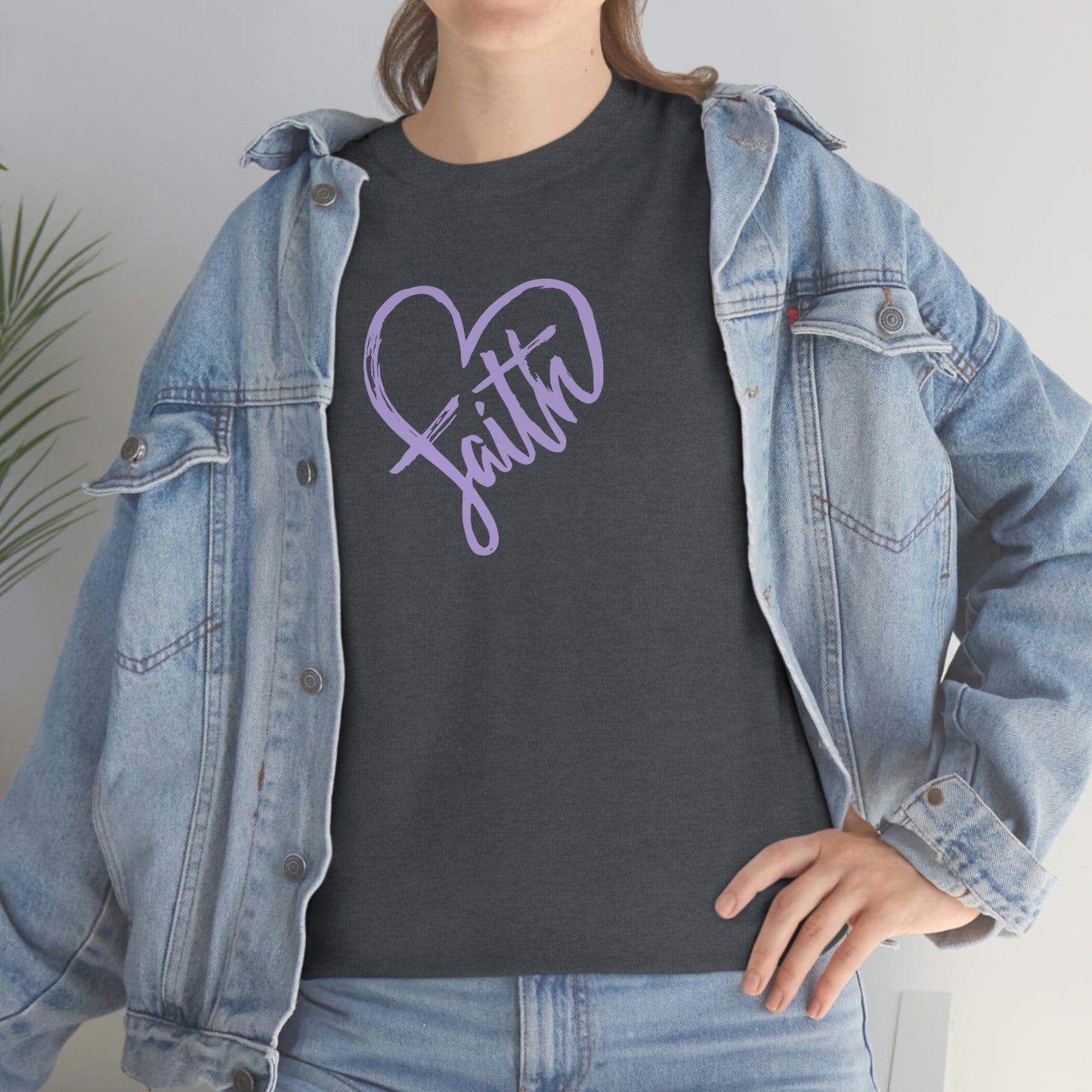 "Purple Faith Heart" Unisex Heavy Cotton Tee