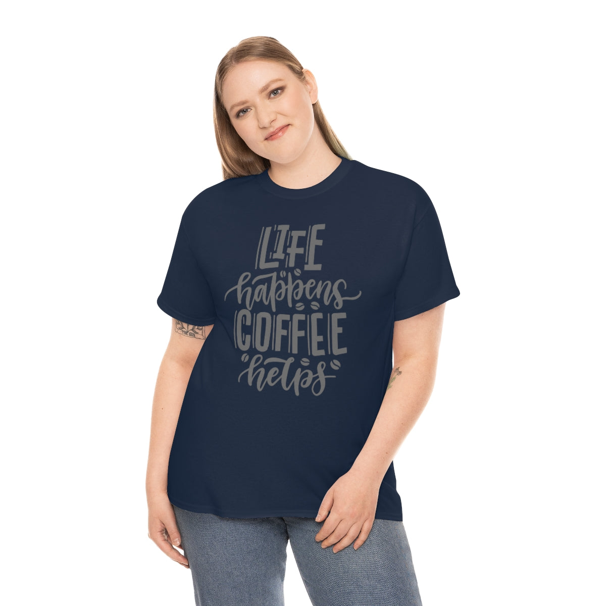 "Life Happens Coffee Helps" Unisex Heavy Cotton Tee