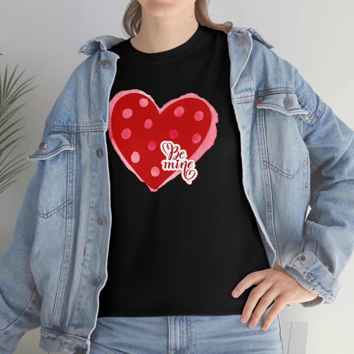 "Be Mine" Polka Dot Heart" Unisex Heavy Cotton Tee