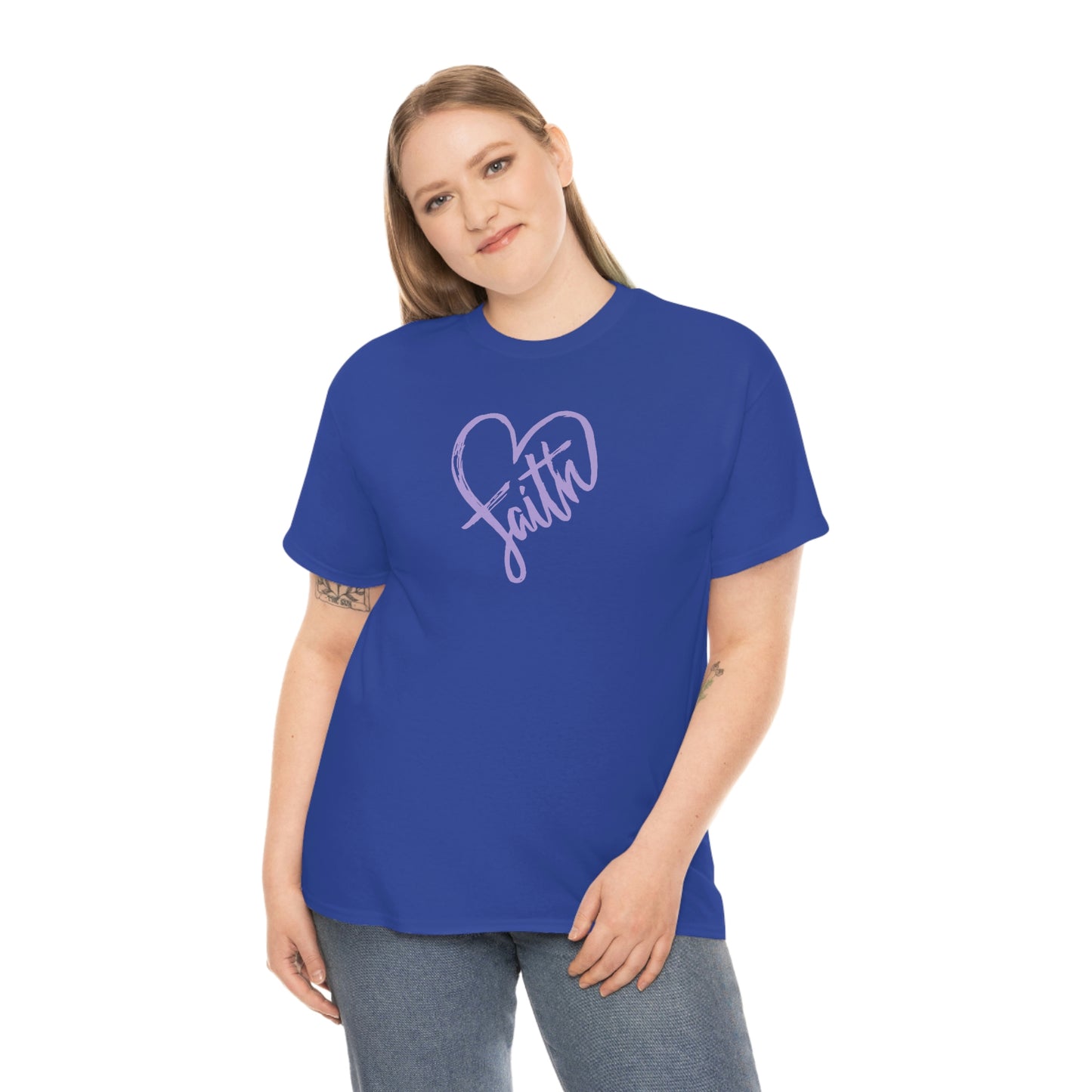"Purple Faith Heart" Unisex Heavy Cotton Tee