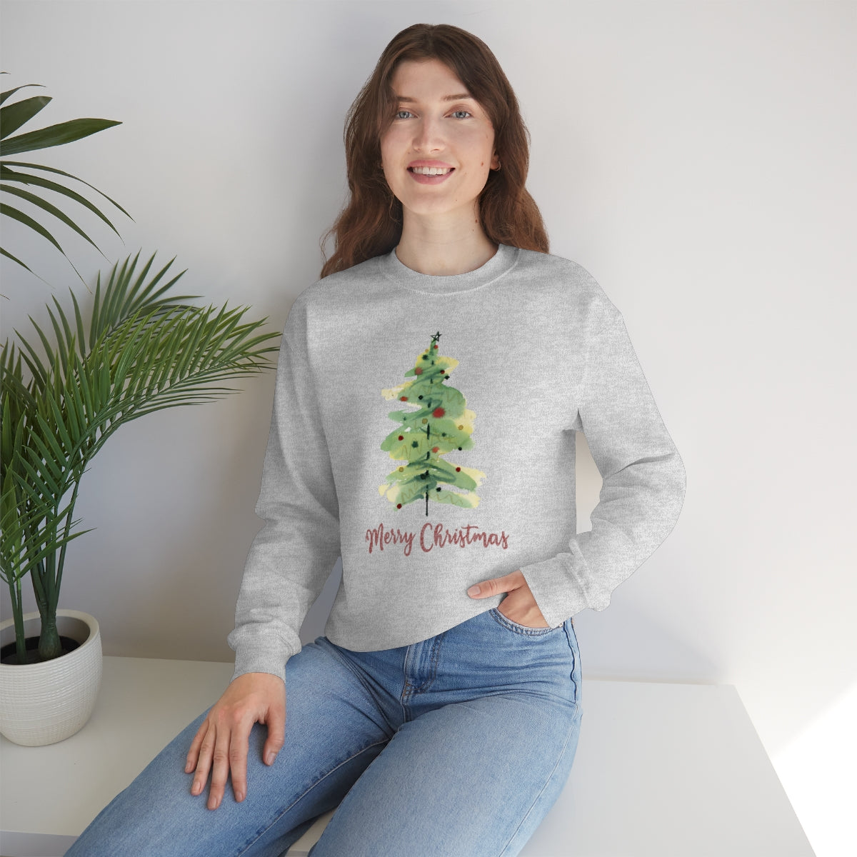 "Merry Christmas Tree" Unisex Heavy Blend™ Crewneck Sweatshirt