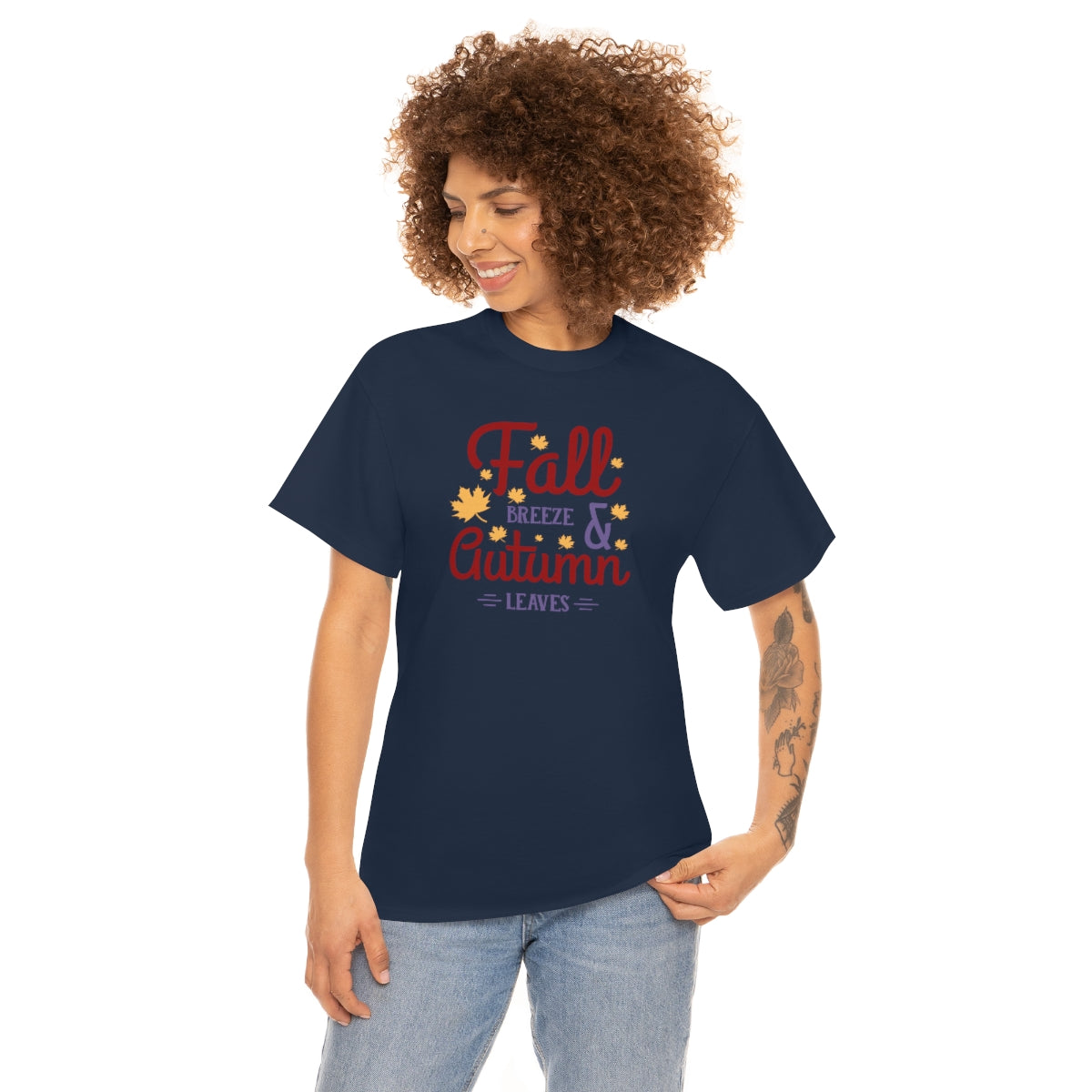 "Fall Breeze And Autumn Leaves" Unisex Heavy Cotton Tee
