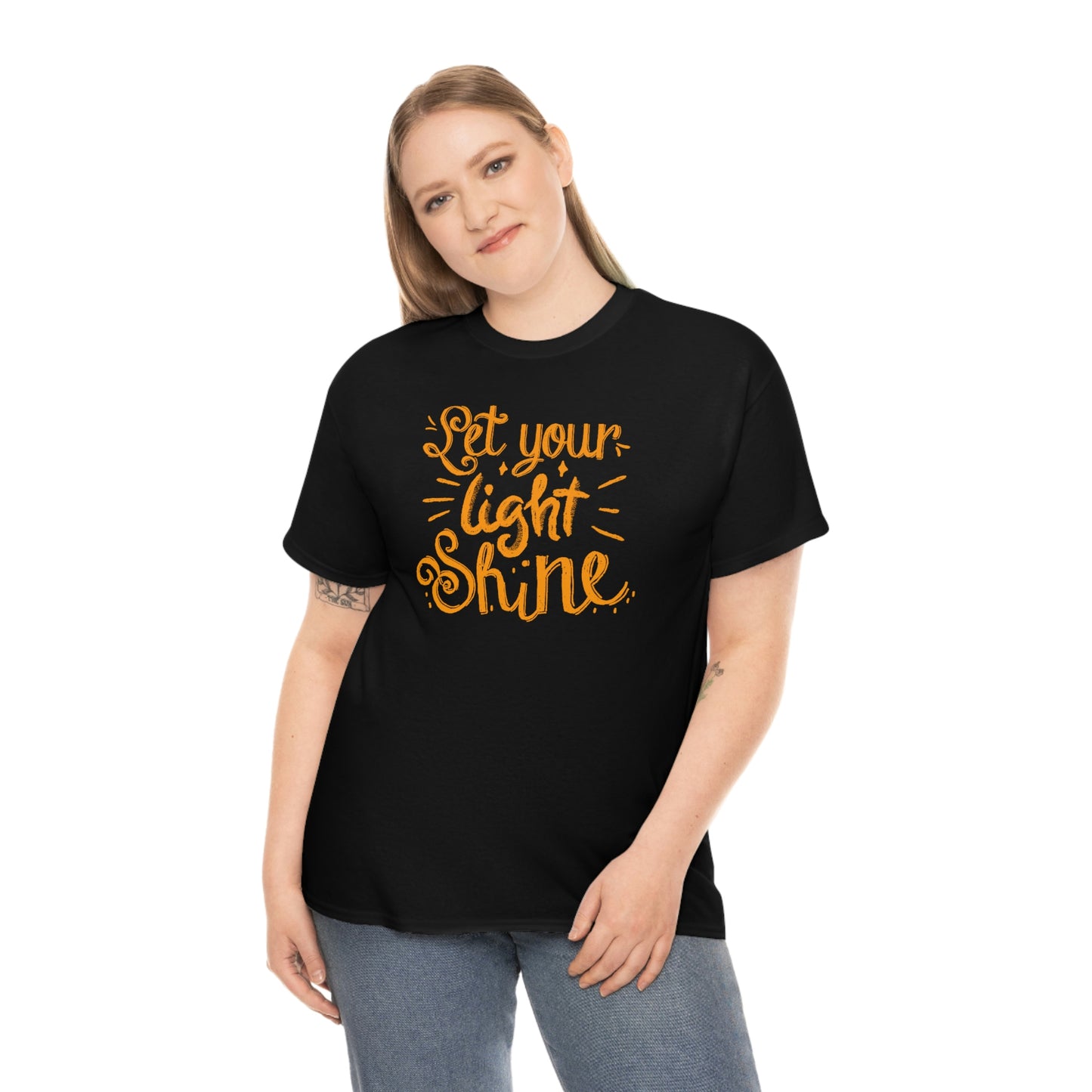"Let You're Light Shine" (orange font) Unisex Heavy Cotton Tee