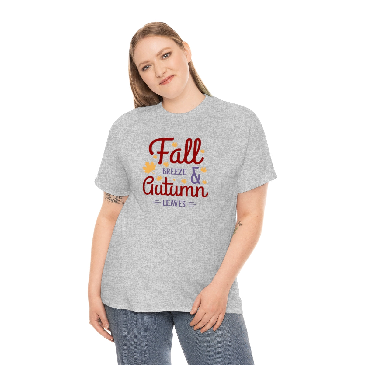 "Fall Breeze And Autumn Leaves" Unisex Heavy Cotton Tee