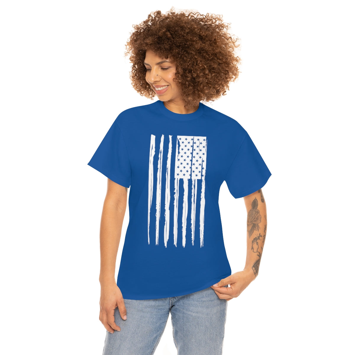 "White Vertical Flag" Unisex Heavy Cotton Tee