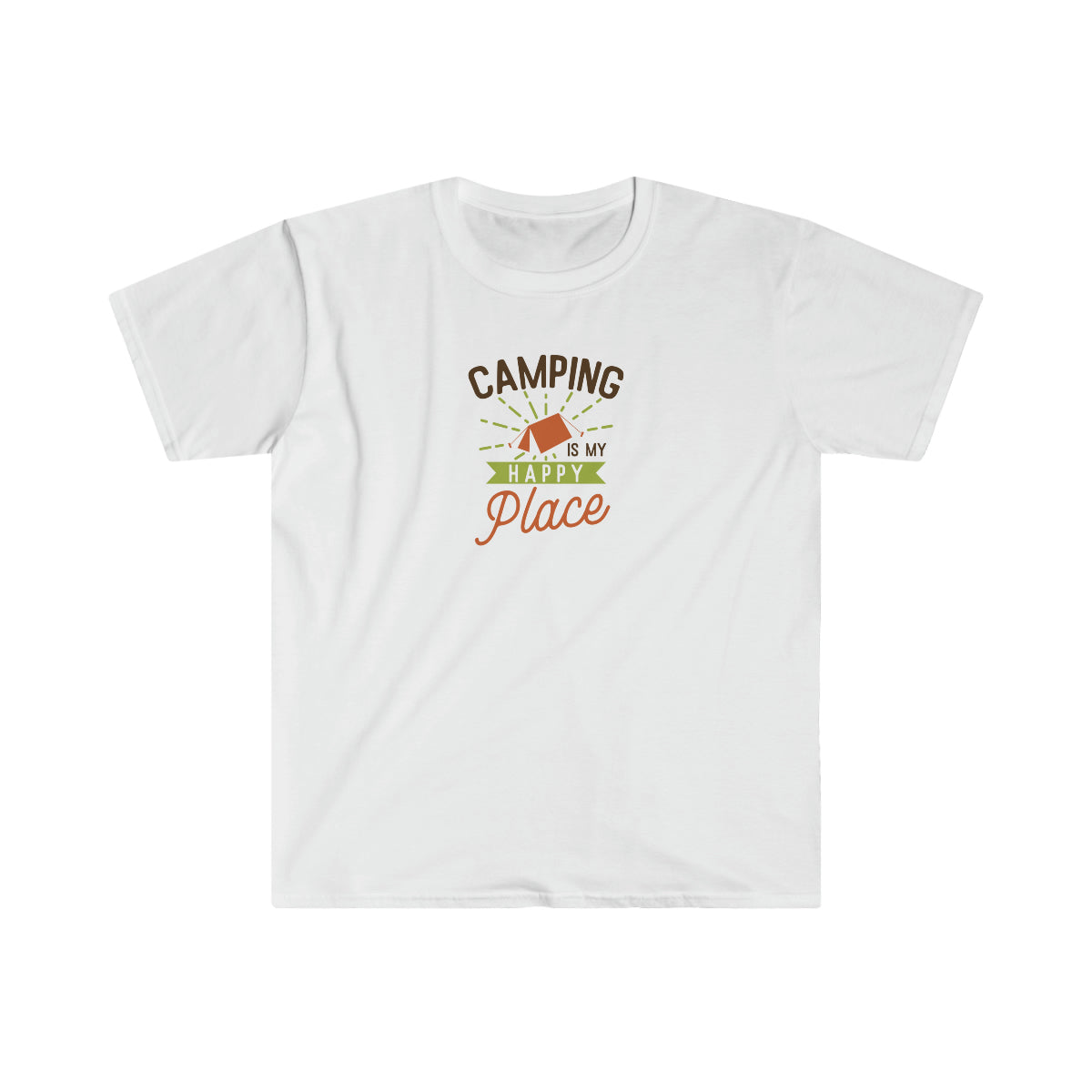 "Camping Is My Happy Place" Unisex Softstyle T-Shirt