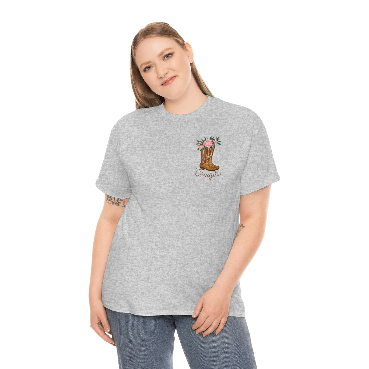 "Cowgirl/Herd That" Unisex Heavy Cotton Tee Front/Back Designs