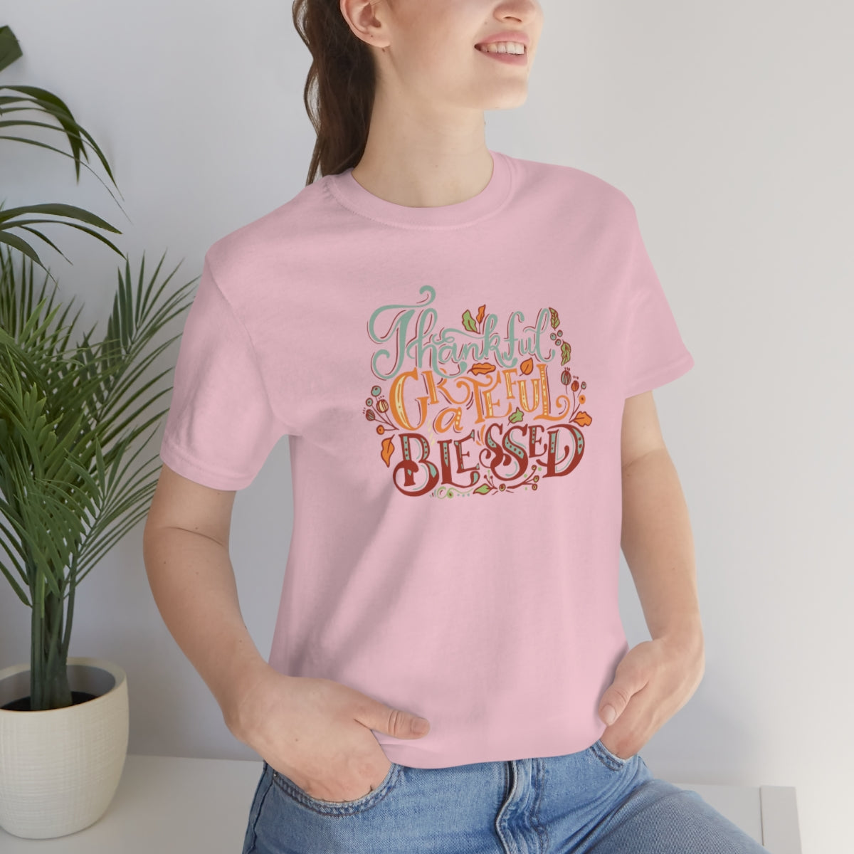 Thankful Grateful Blessed Unisex Jersey Short Sleeve Tee