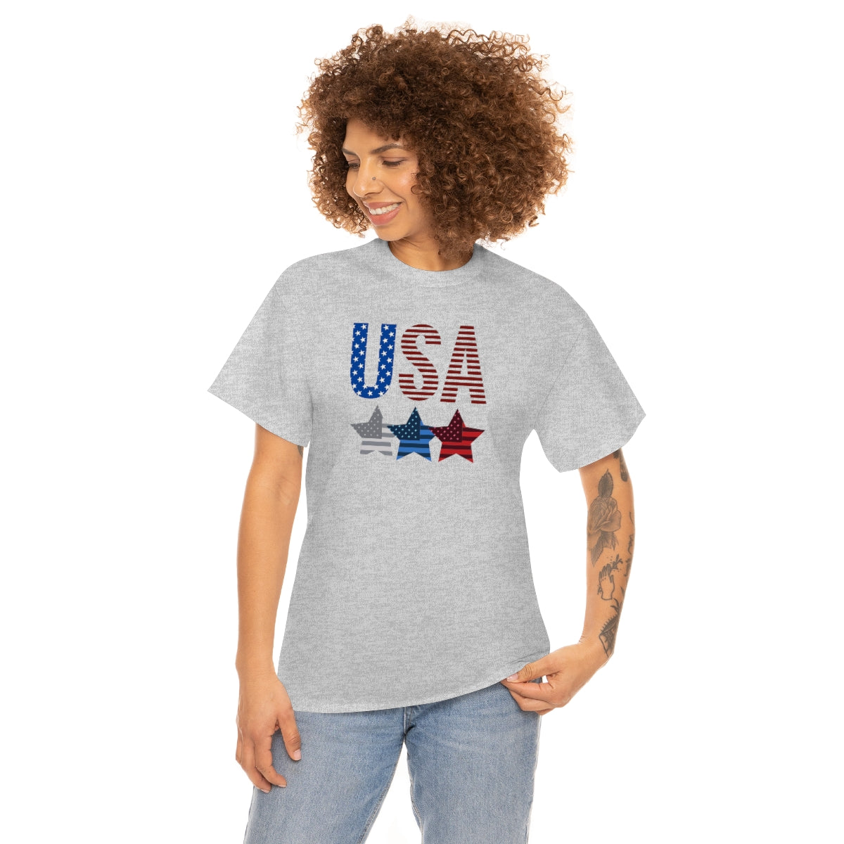 "USA Triple Stars" Unisex Heavy Cotton Tee