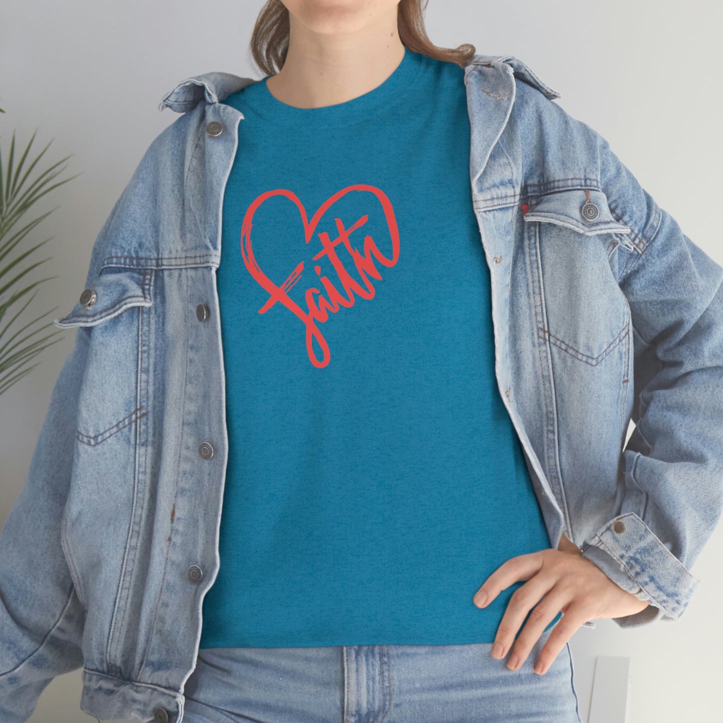 "Red Faith Heart" Unisex Heavy Cotton Tee