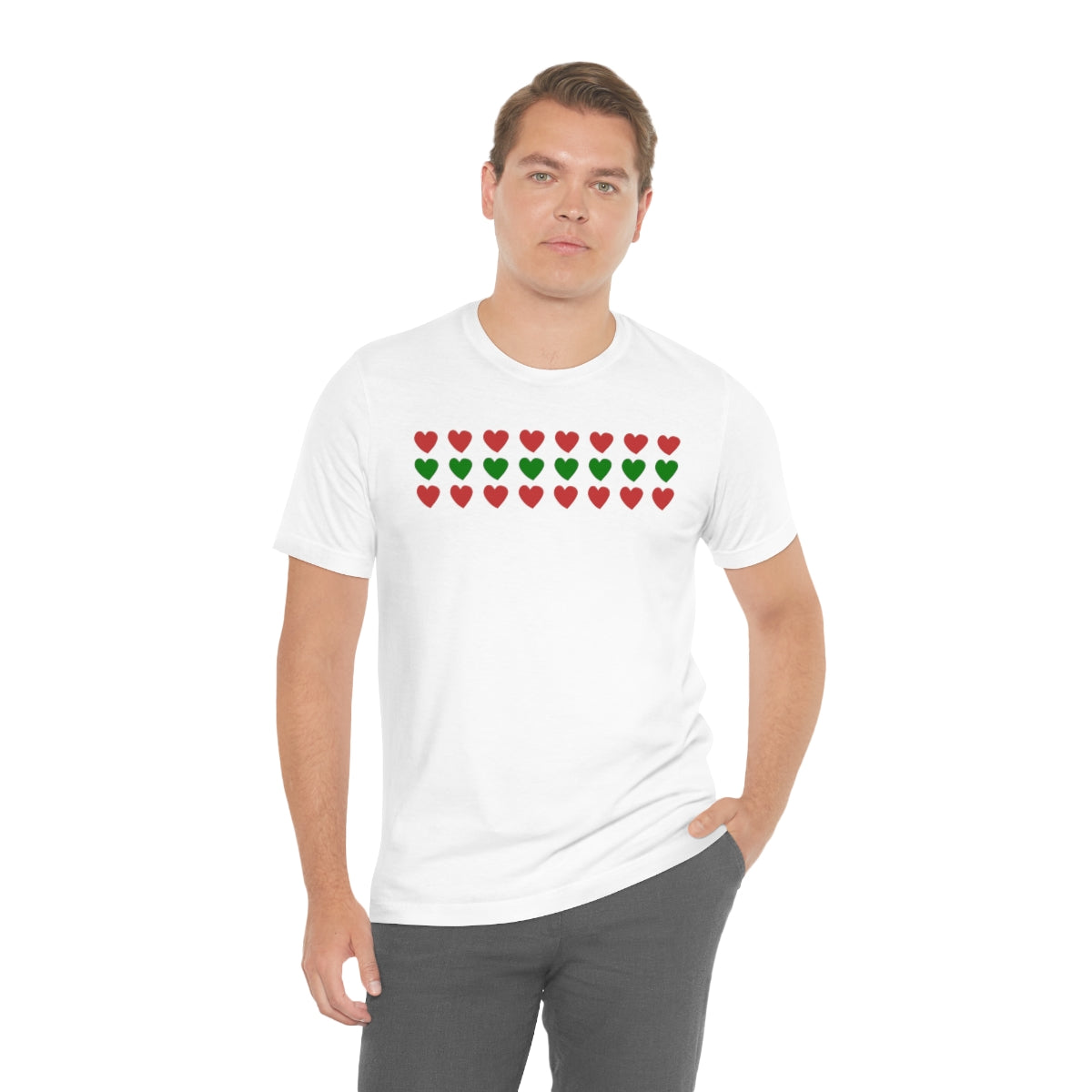 "Christmas Hearts" Unisex Jersey Short Sleeve Tee
