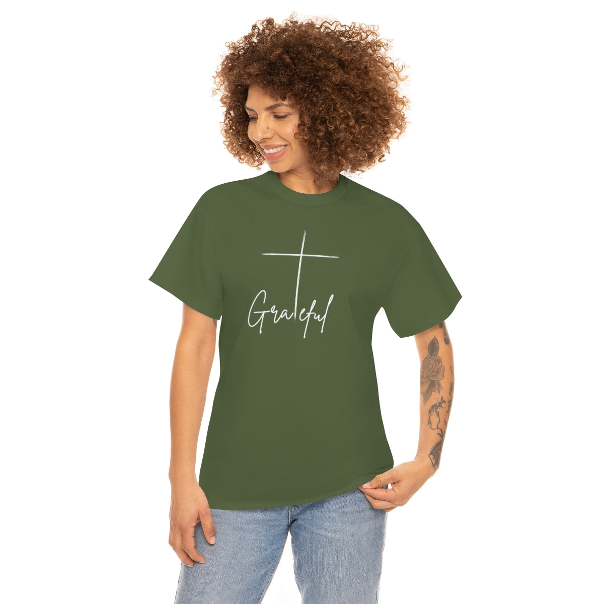 "Grateful Cross" Unisex Heavy Cotton Tee