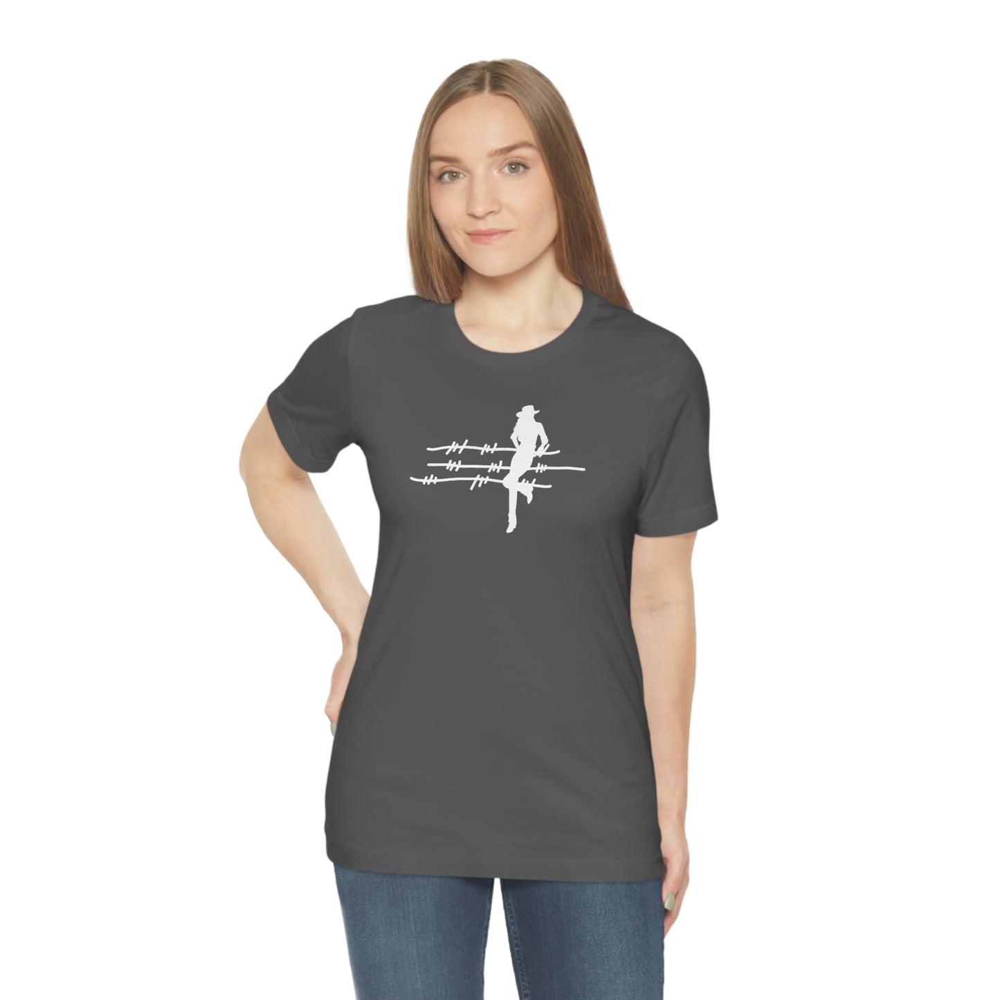 "On The Fence" (white image) Unisex Jersey Short Sleeve Tee