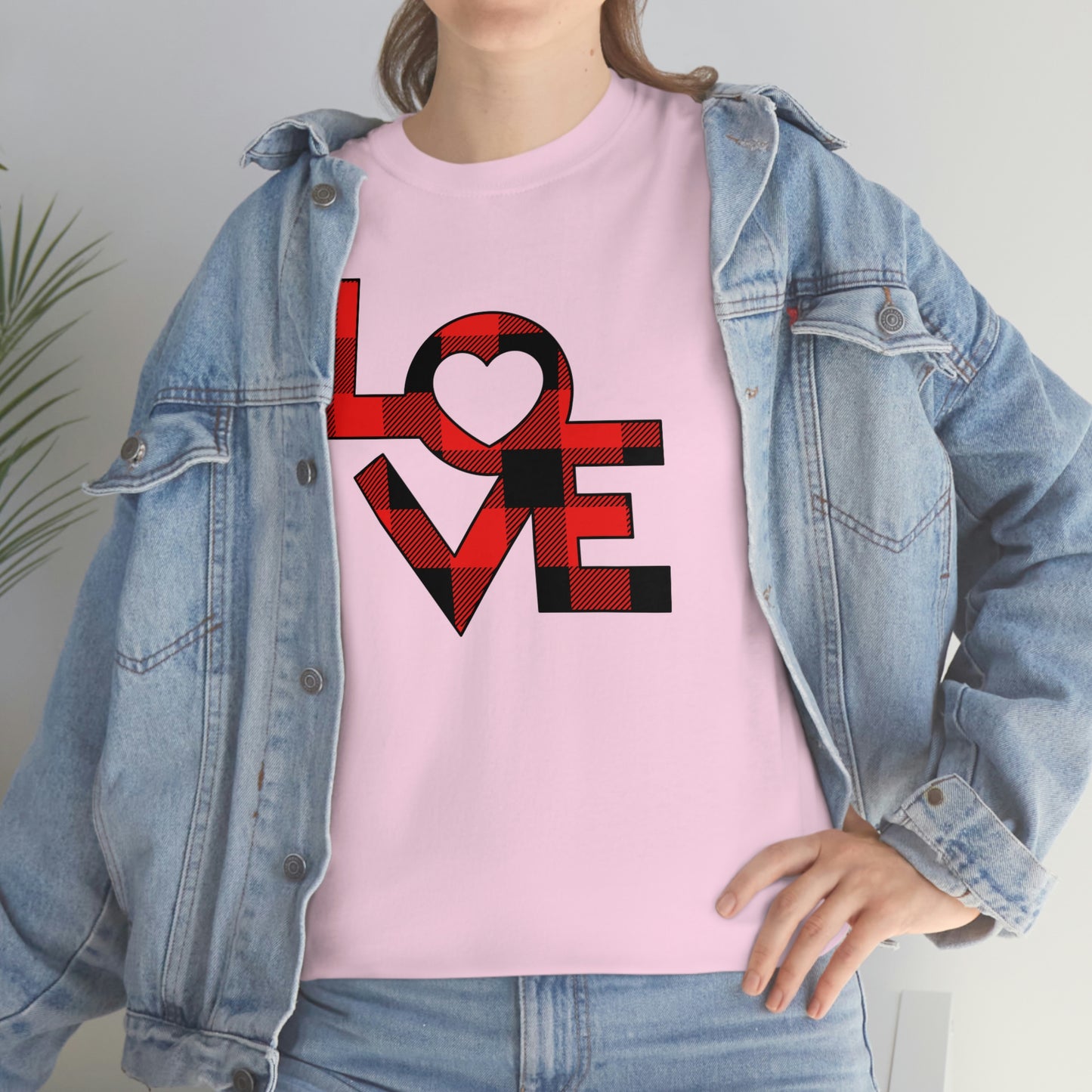 "Plaid LOVE" Unisex Heavy Cotton Tee