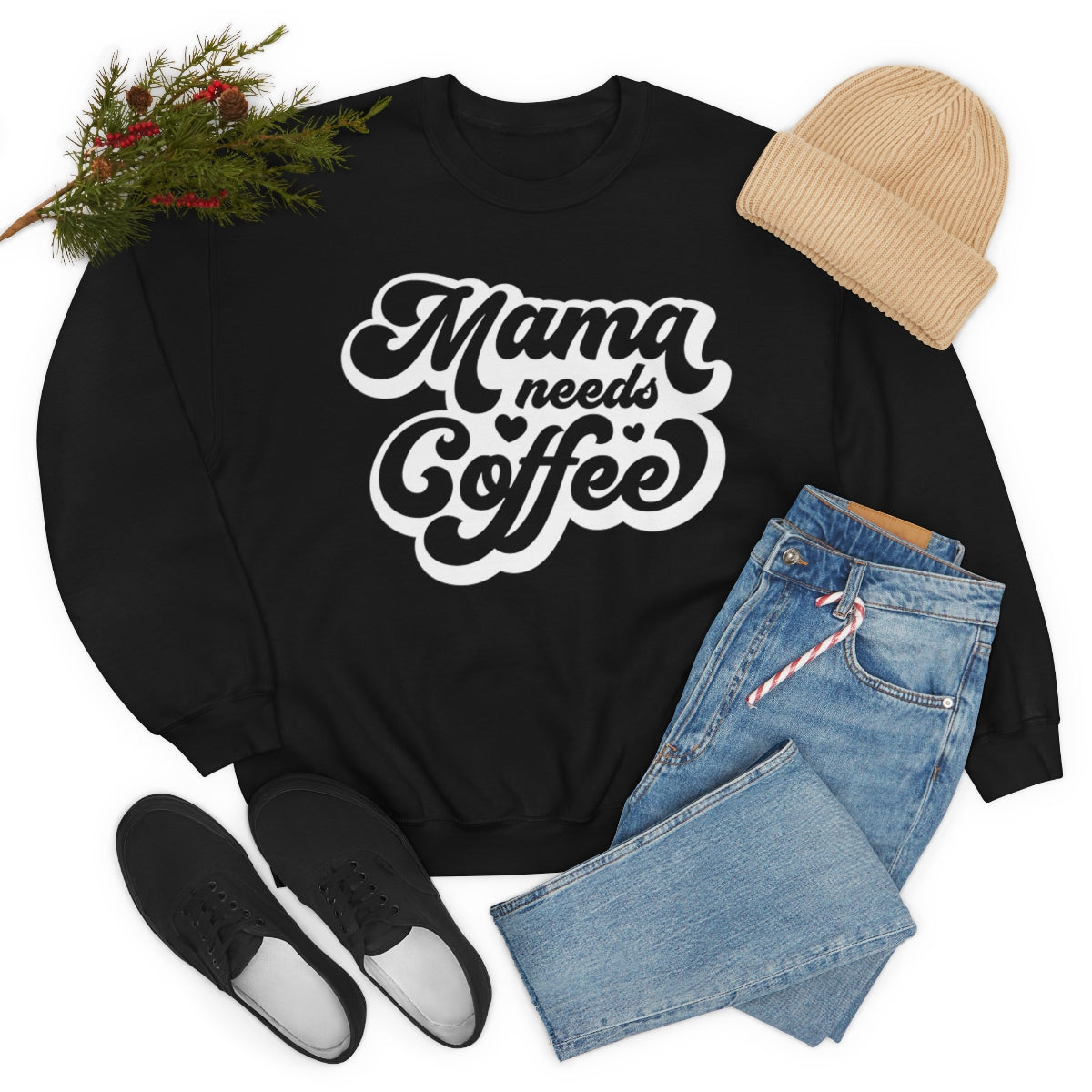 "Mama Needs Coffee" Unisex Heavy Blend™ Crewneck Sweatshirt