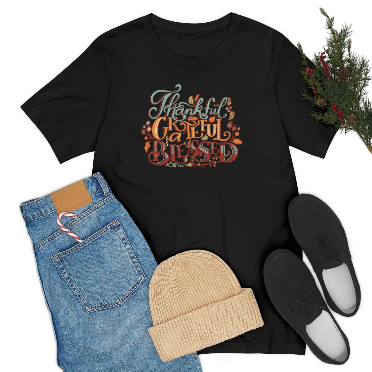 Thankful Grateful Blessed Unisex Jersey Short Sleeve Tee