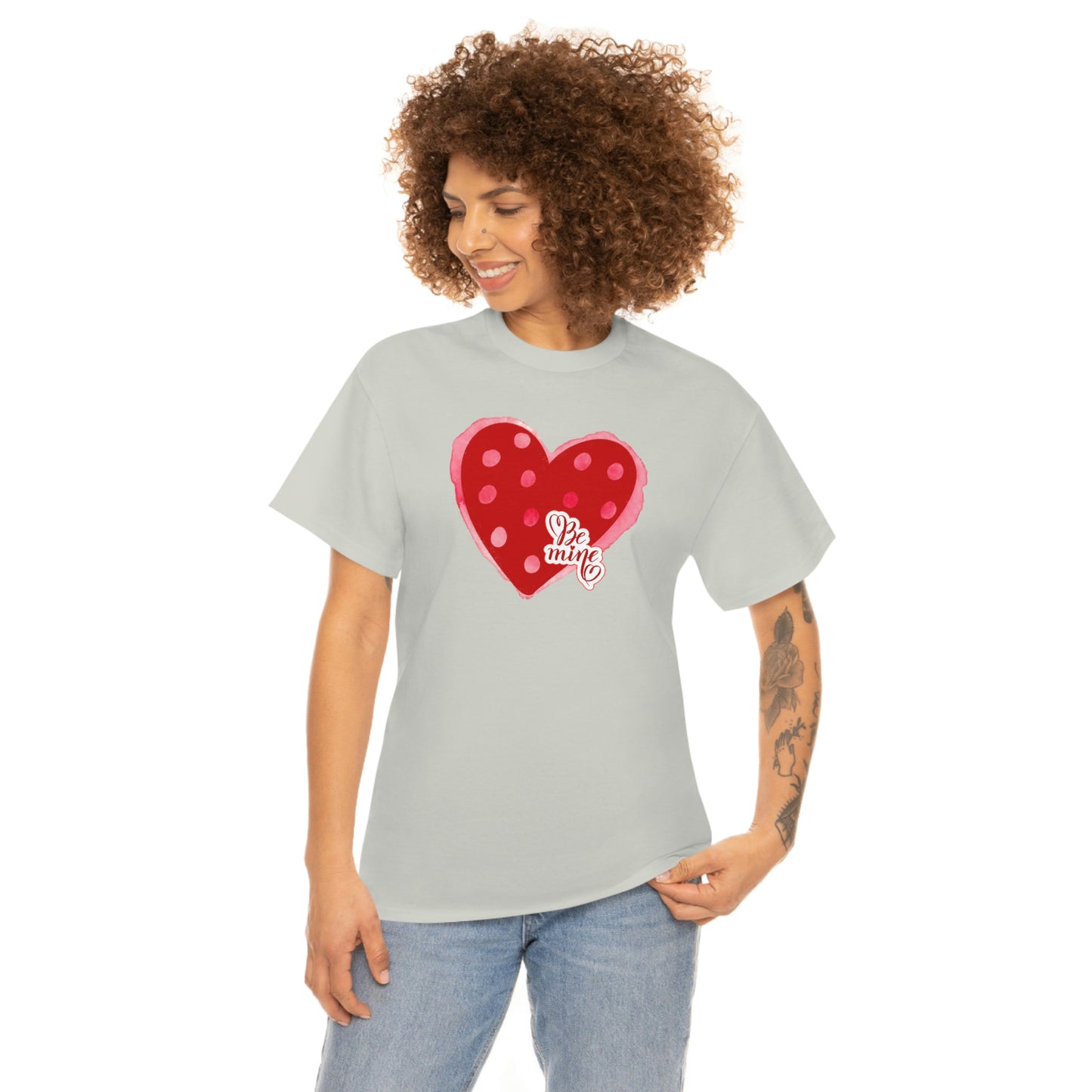 "Be Mine" Polka Dot Heart" Unisex Heavy Cotton Tee