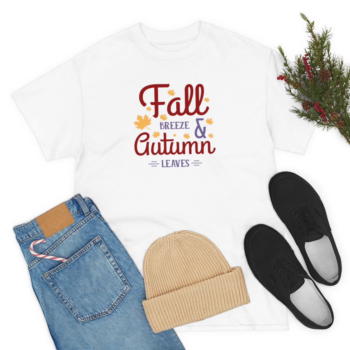 "Fall Breeze And Autumn Leaves" Unisex Heavy Cotton Tee
