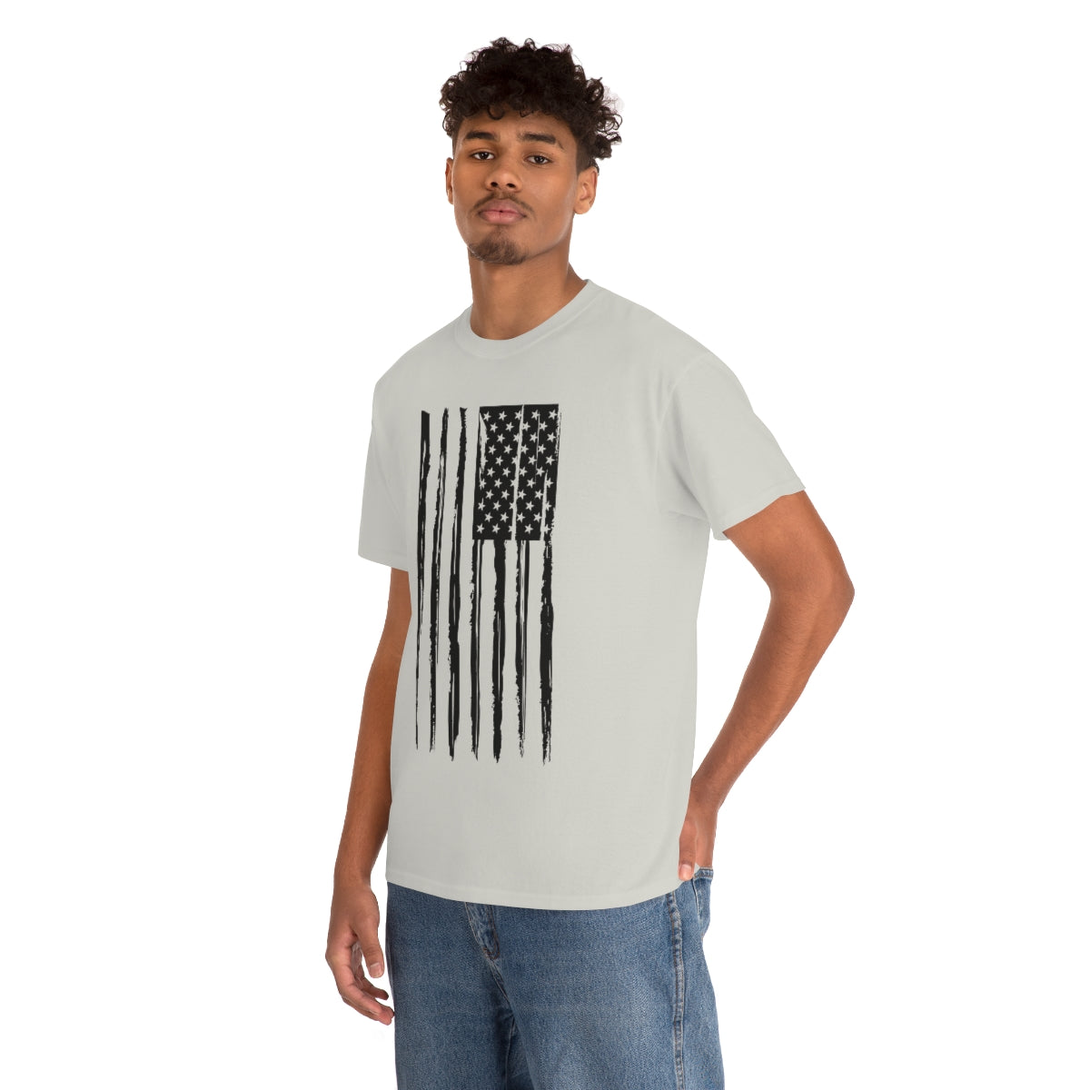 "Black Vertical Flag" Unisex Heavy Cotton Tee