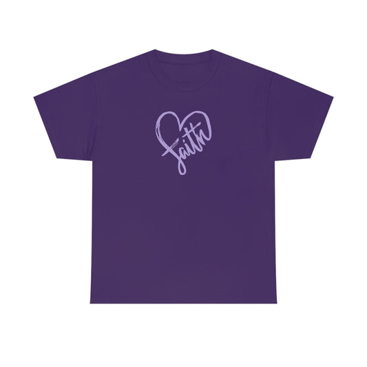 "Purple Faith Heart" Unisex Heavy Cotton Tee