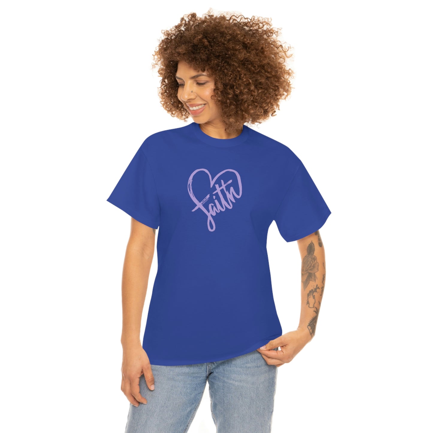 "Purple Faith Heart" Unisex Heavy Cotton Tee