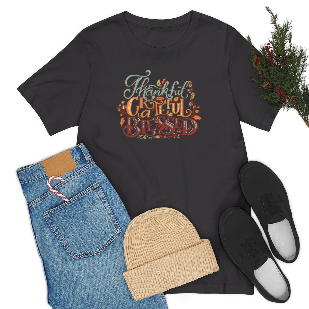 Thankful Grateful Blessed Unisex Jersey Short Sleeve Tee