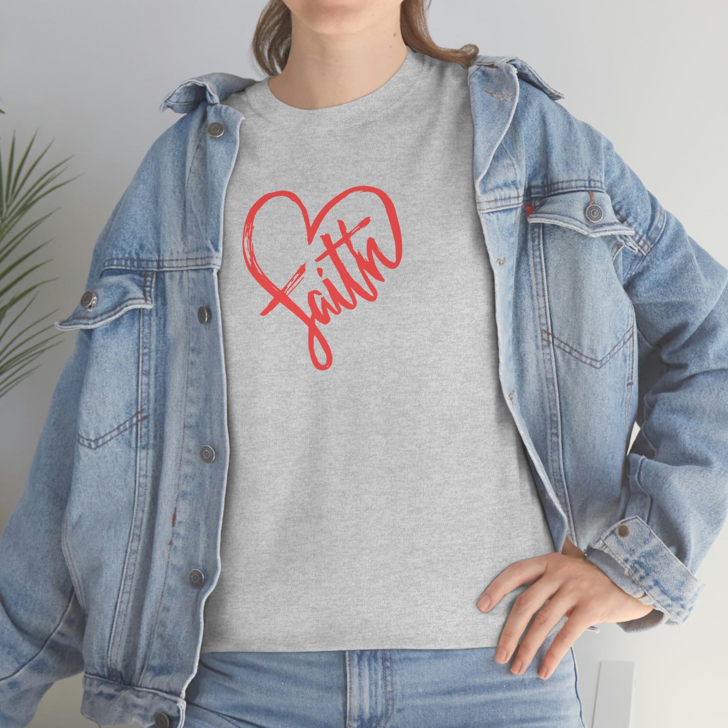 "Red Faith Heart" Unisex Heavy Cotton Tee