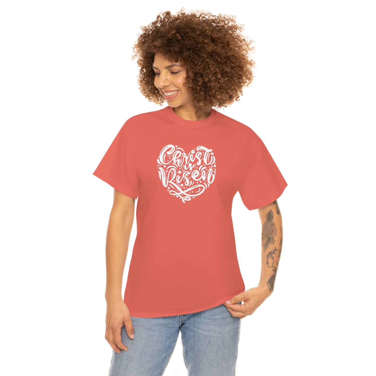 "Christ is Risen Heart" Unisex Heavy Cotton Tee