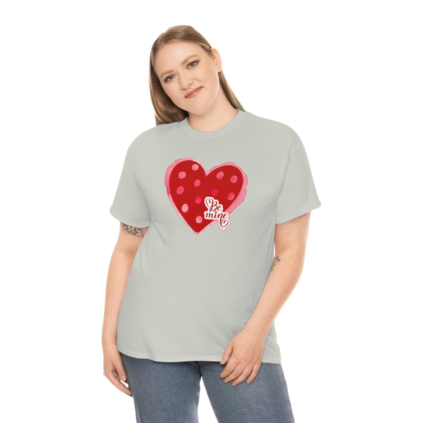 "Be Mine" Polka Dot Heart" Unisex Heavy Cotton Tee