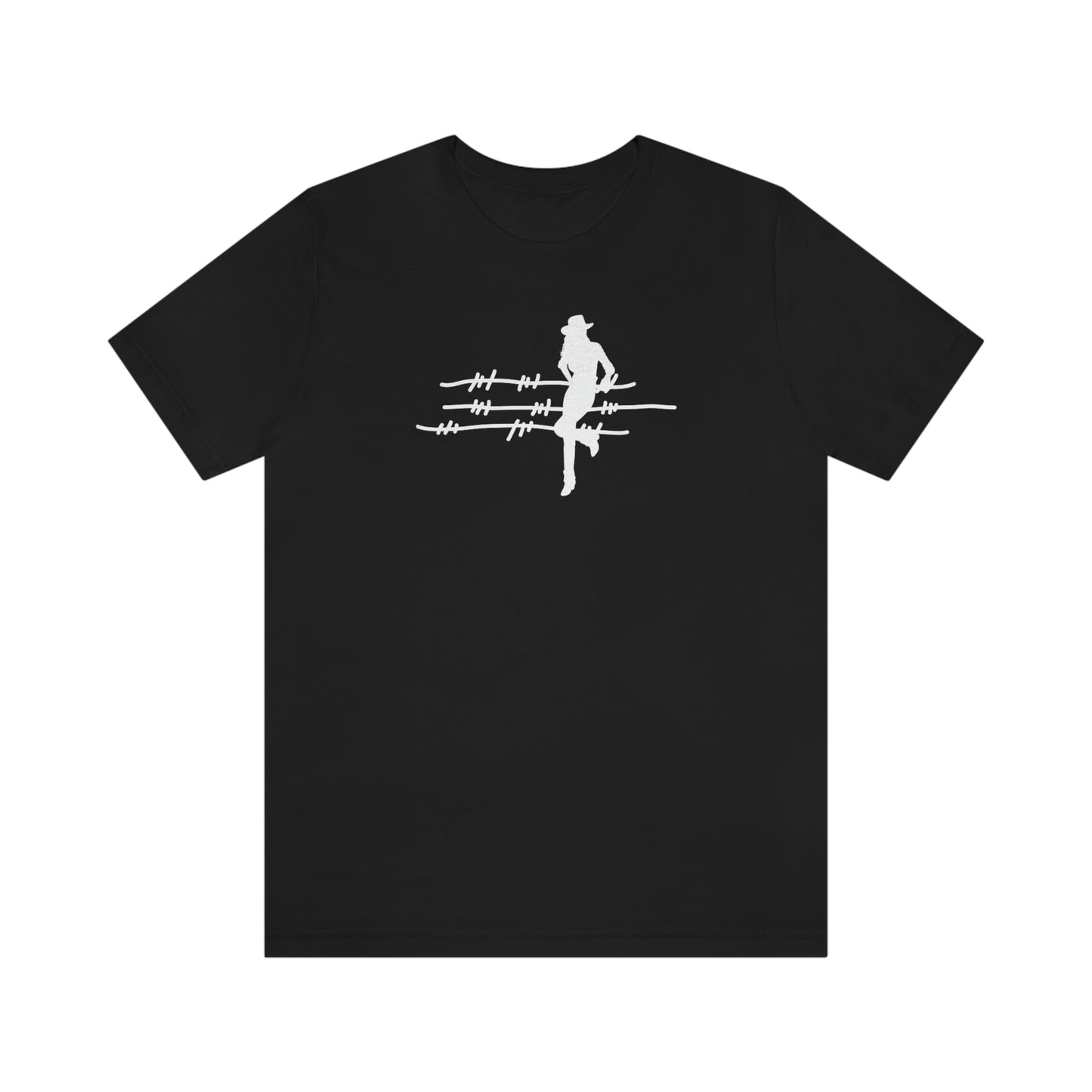 "On The Fence" (white image) Unisex Jersey Short Sleeve Tee