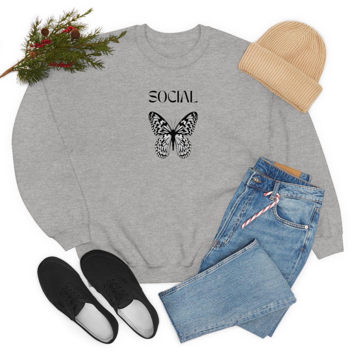 "Social Butterfly" Unisex Heavy Blend™ Crewneck Sweatshirt