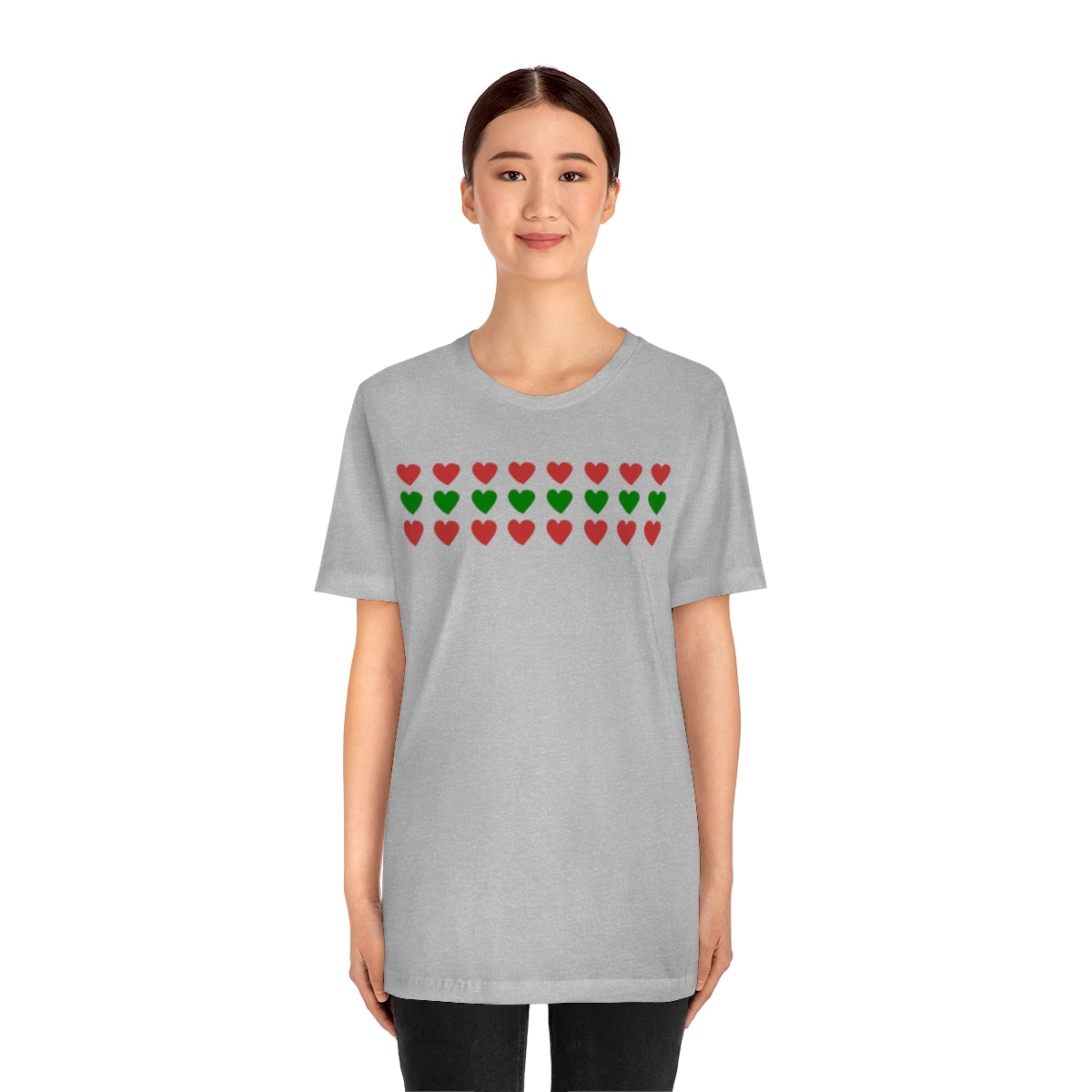 "Christmas Hearts" Unisex Jersey Short Sleeve Tee