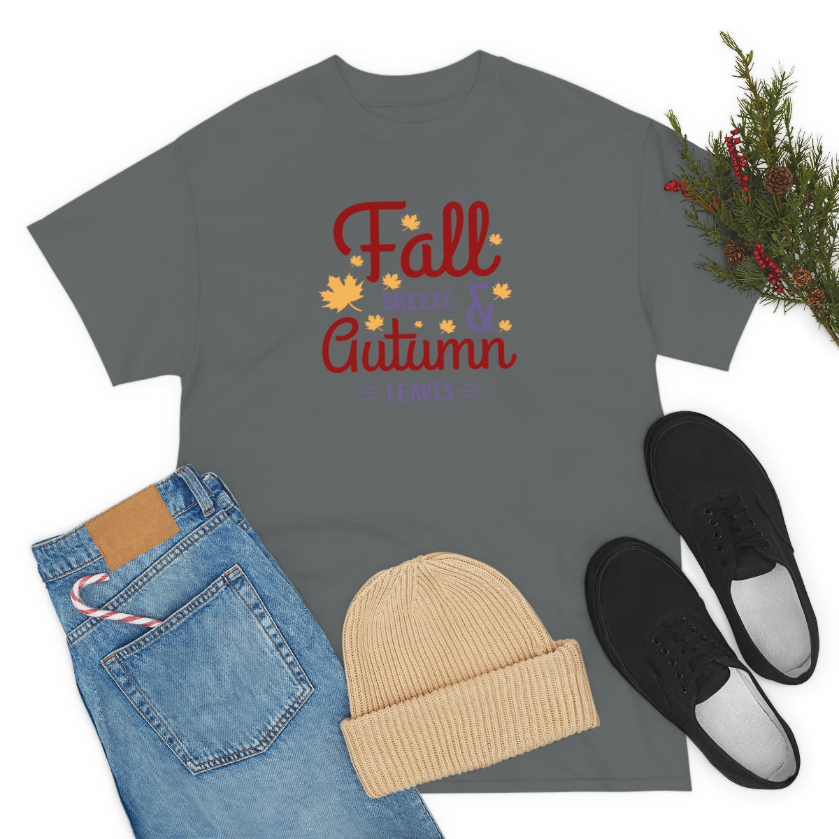 "Fall Breeze And Autumn Leaves" Unisex Heavy Cotton Tee