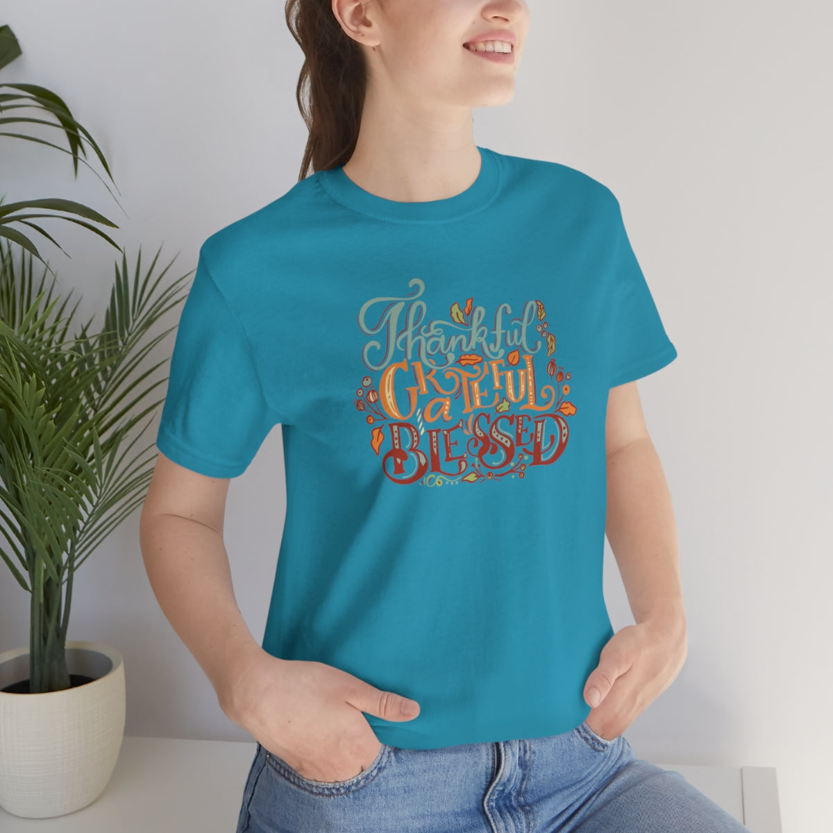 Thankful Grateful Blessed Unisex Jersey Short Sleeve Tee