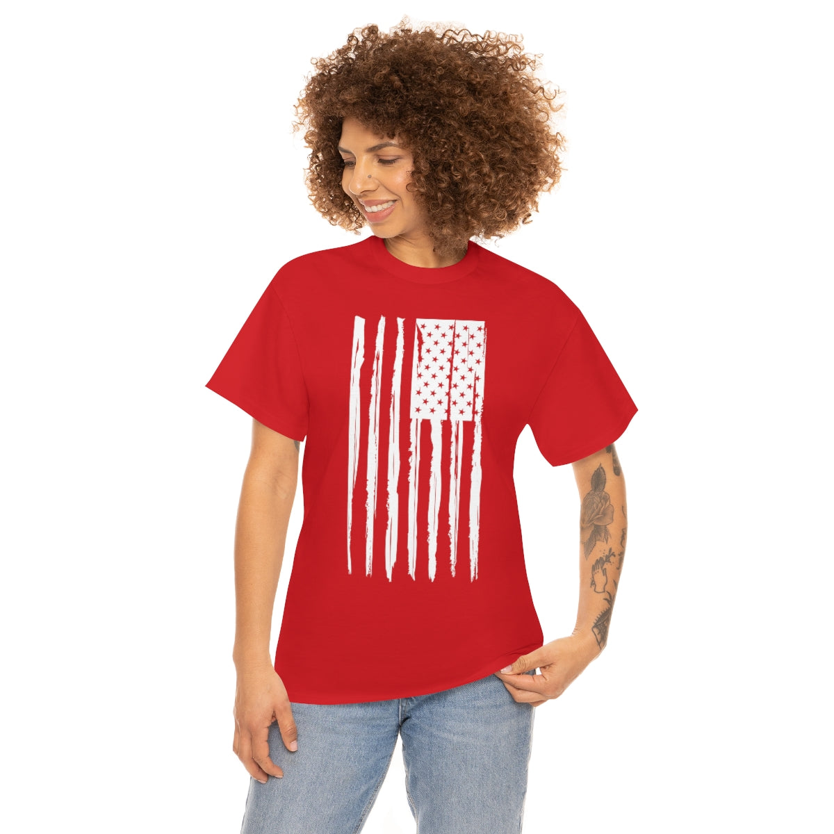 "White Vertical Flag" Unisex Heavy Cotton Tee