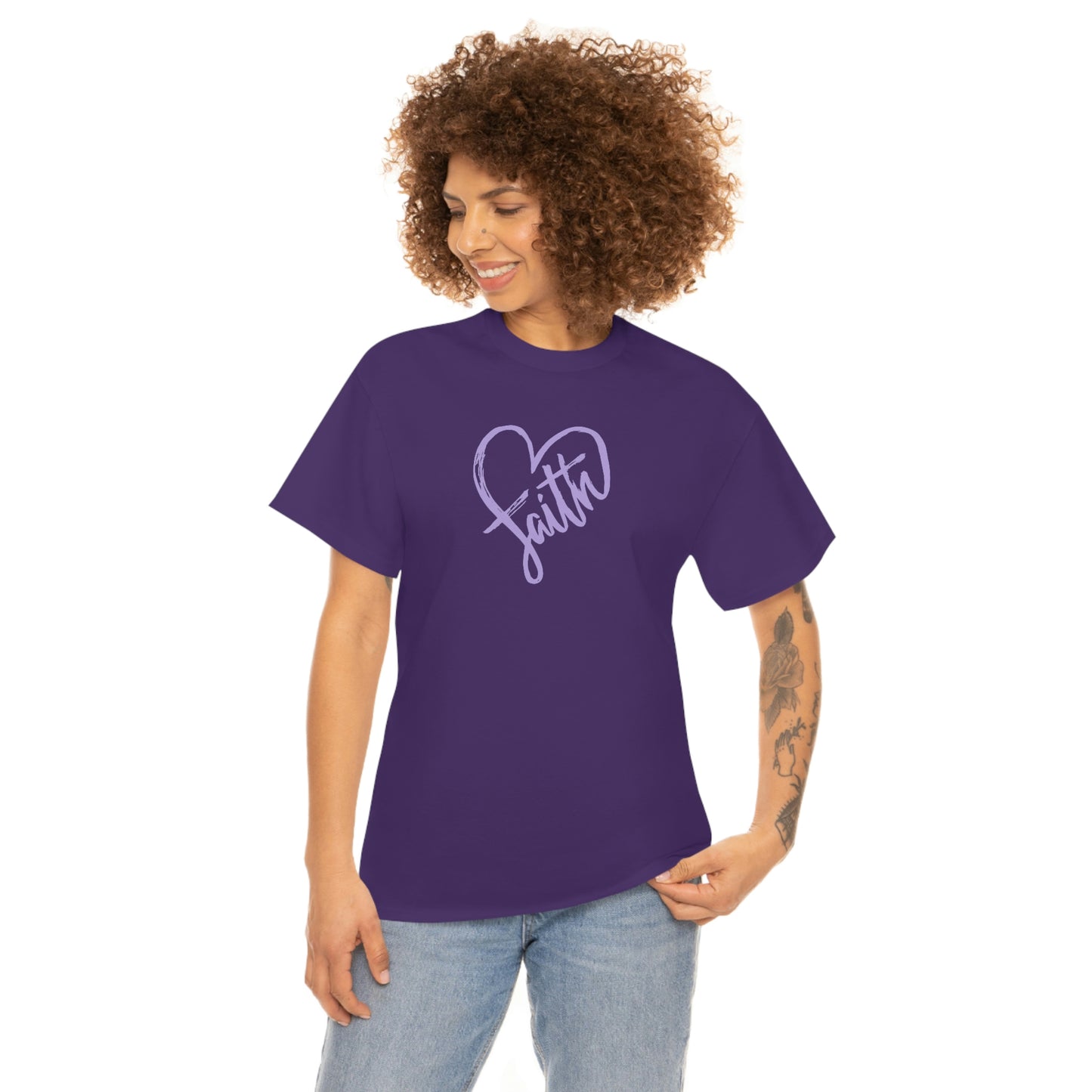"Purple Faith Heart" Unisex Heavy Cotton Tee