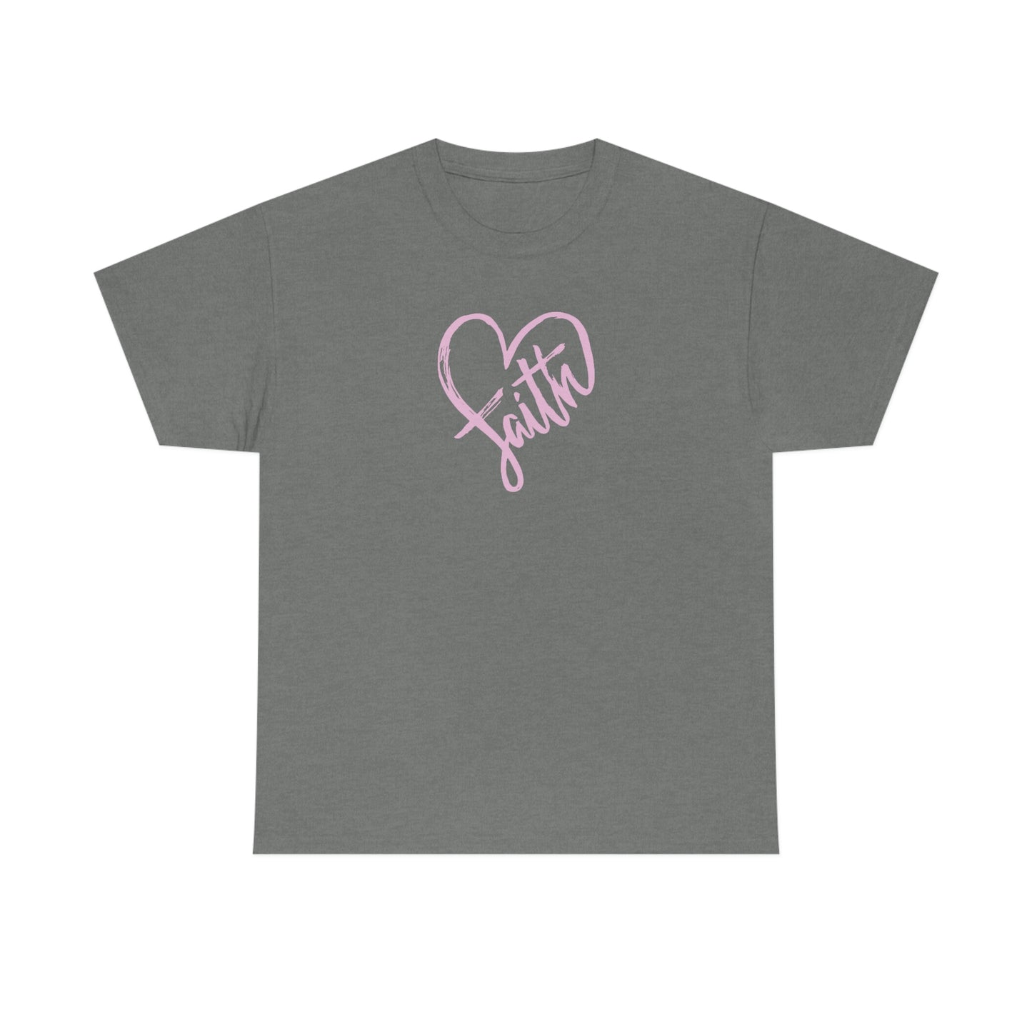 "Pink Faith Heart" Unisex Heavy Cotton Tee