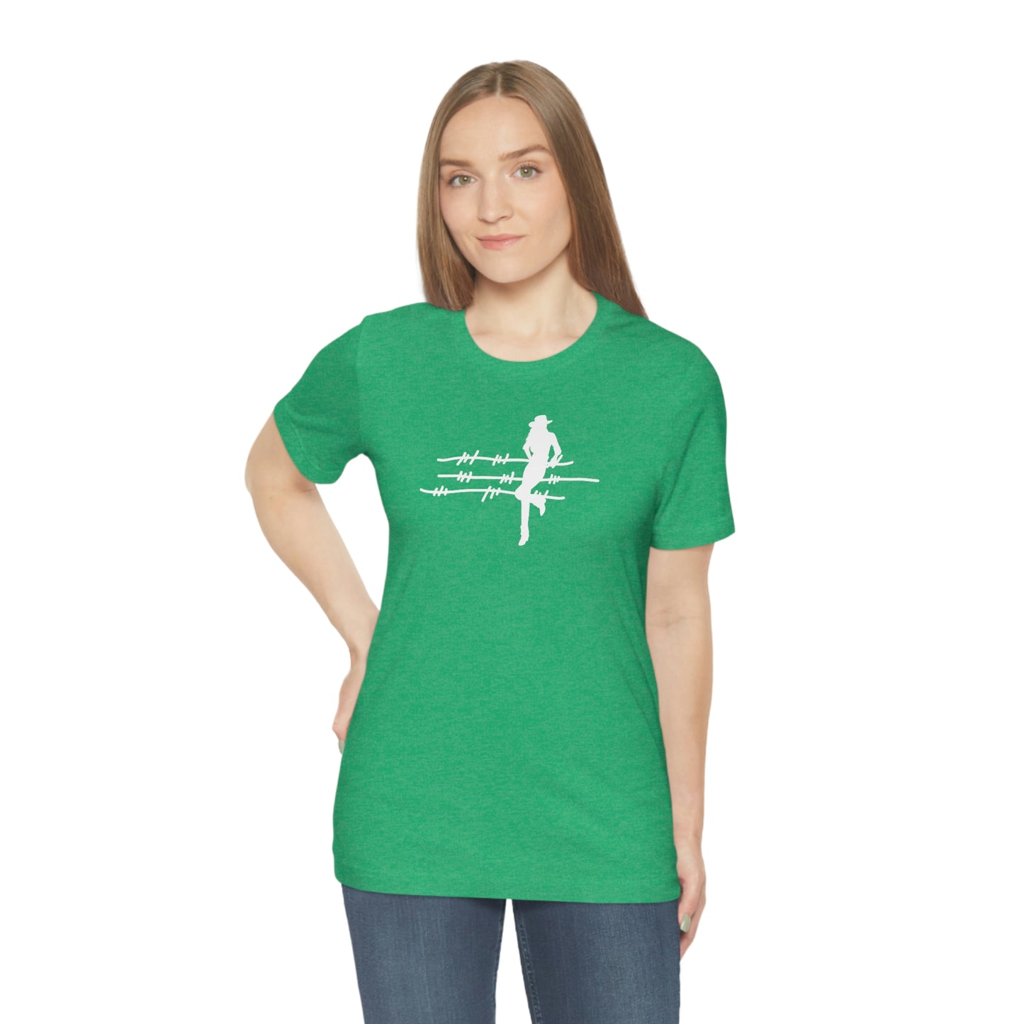 "On The Fence" (white image) Unisex Jersey Short Sleeve Tee