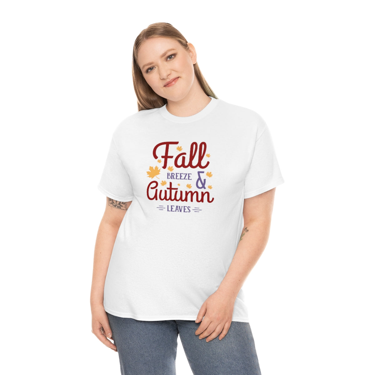 "Fall Breeze And Autumn Leaves" Unisex Heavy Cotton Tee