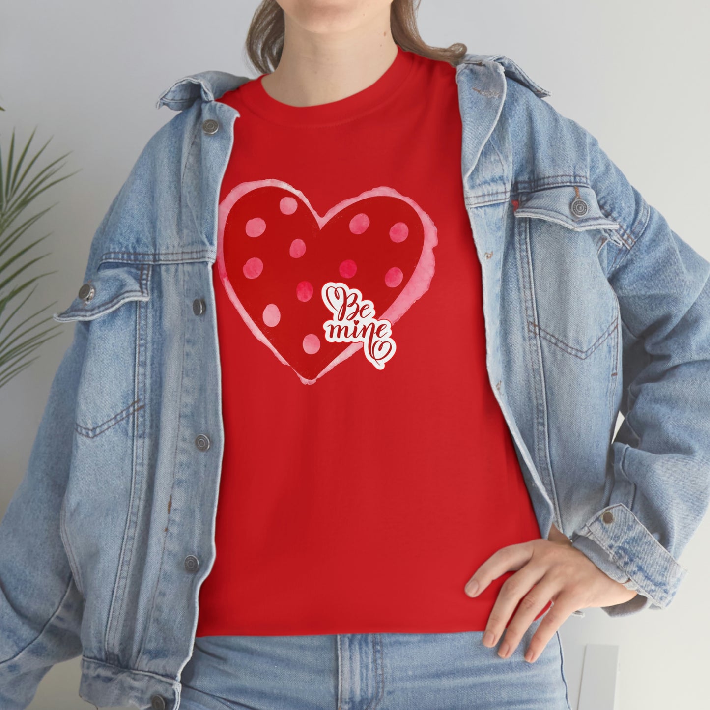"Be Mine" Polka Dot Heart" Unisex Heavy Cotton Tee