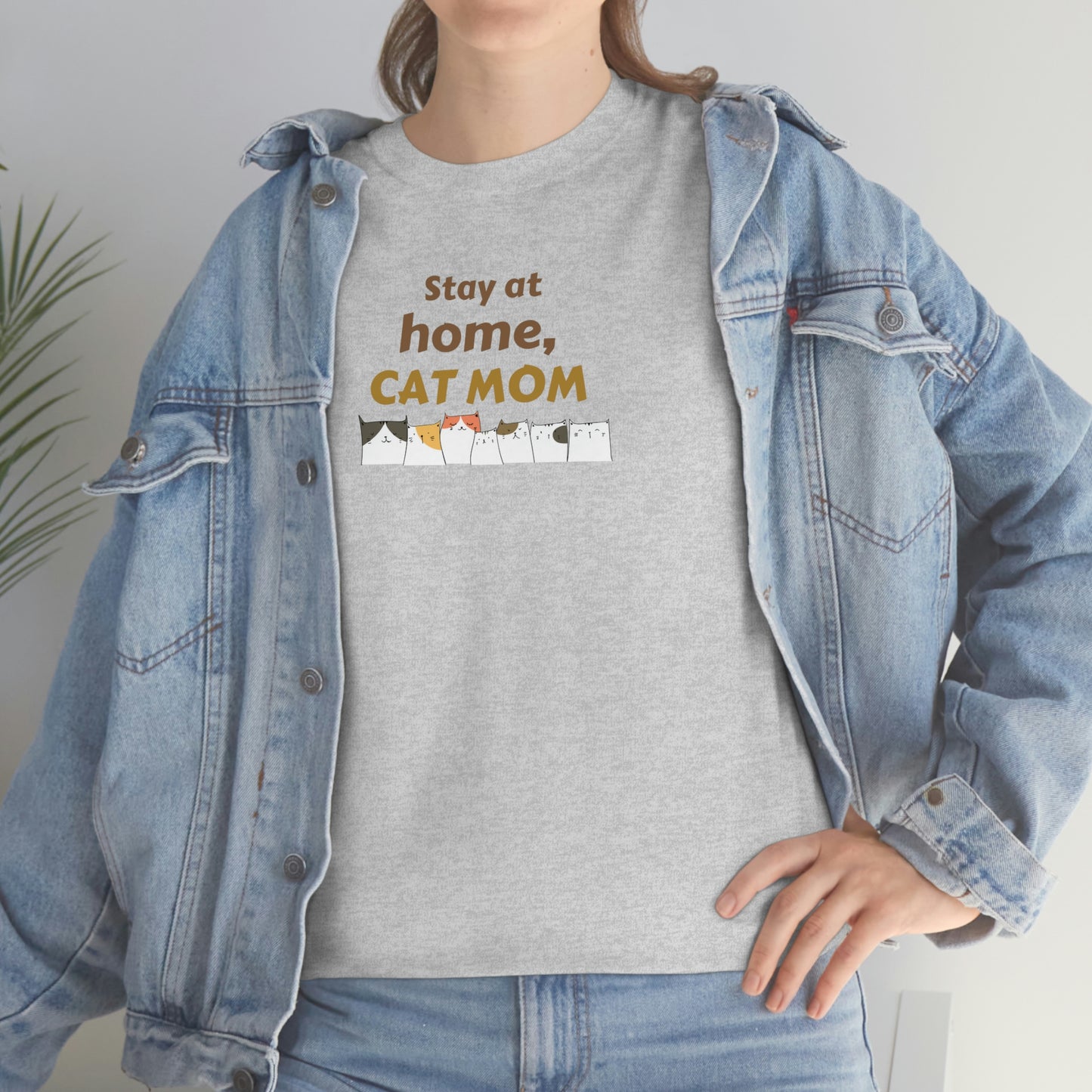 "Stay At Home Cat Mom" Unisex Heavy Cotton Tee